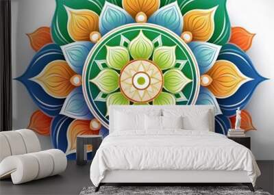 Mandala art design also called rangoli, decorative elements on white background Wall mural