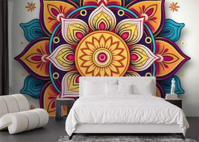 Mandala art design also called rangoli, decorative elements on white background Wall mural