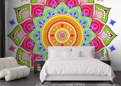 Mandala art design also called rangoli, decorative elements on white background Wall mural