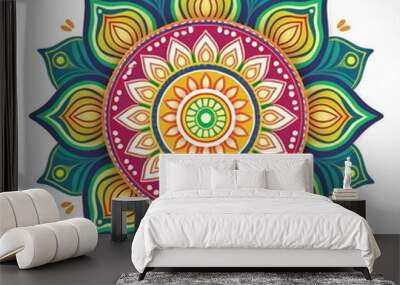 Mandala art design also called rangoli, decorative elements on white background Wall mural