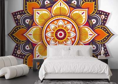 Mandala art design also called rangoli, decorative elements on white background Wall mural