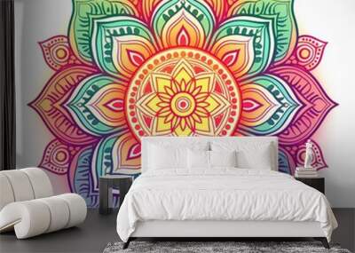 Mandala art design also called rangoli, decorative elements on white background Wall mural