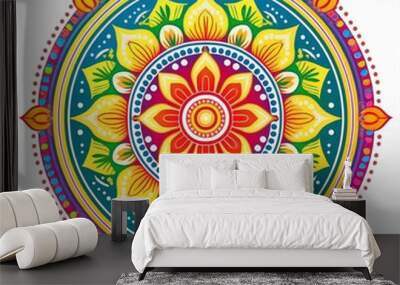 Mandala art design also called rangoli, decorative elements on white background Wall mural