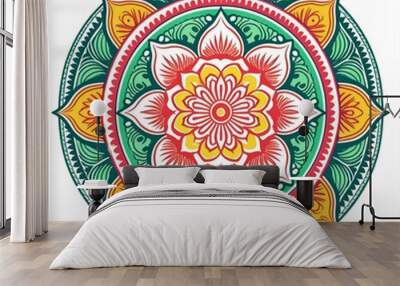 Mandala art design also called rangoli, decorative elements on white background Wall mural