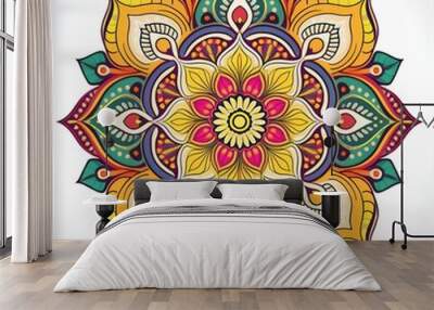 Mandala art design also called rangoli, decorative elements on white background Wall mural