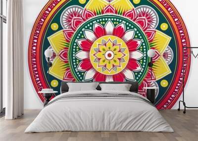 Mandala art design also called rangoli, decorative elements on white background Wall mural