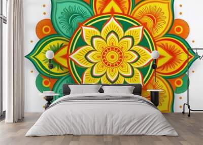 Mandala art design also called rangoli, decorative elements on white background Wall mural