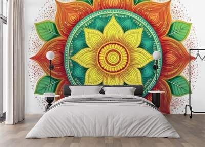 Mandala art design also called rangoli, decorative elements on white background Wall mural