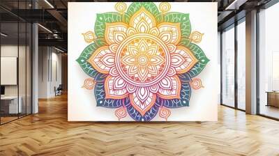 Mandala art design also called rangoli, decorative elements on white background Wall mural