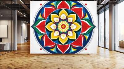 Mandala art design also called rangoli, decorative elements on white background Wall mural