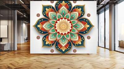 Mandala art design also called rangoli, decorative elements on white background Wall mural