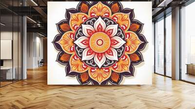 Mandala art design also called rangoli, decorative elements on white background Wall mural