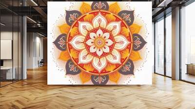 Mandala art design also called rangoli, decorative elements on white background Wall mural