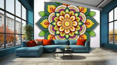 Mandala art design also called rangoli, decorative elements on white background Wall mural