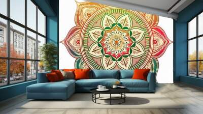 Mandala art design also called rangoli, decorative elements on white background Wall mural