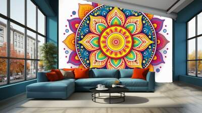 Mandala art design also called rangoli, decorative elements on white background Wall mural