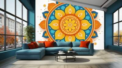 Mandala art design also called rangoli, decorative elements on white background Wall mural