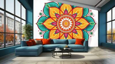 Mandala art design also called rangoli, decorative elements on white background Wall mural