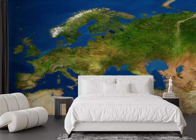 real looking earth map, europe Wall mural