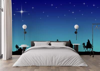 Three wisemans and the star of Bethlehem Wall mural