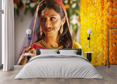 Close-up of a beautiful bride Wall mural