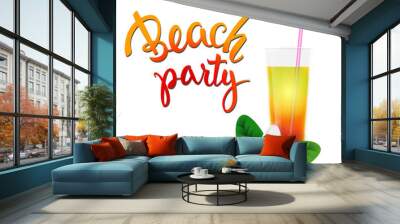 Summer Holyday design template with original hand lettering Beac Wall mural