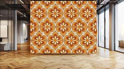 Abstract 70's retro seamless wallpaper design with modern elements Wall mural