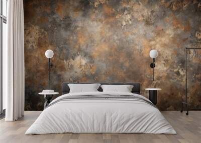 An abstract grunge background with darker grey and brown stains, perfect for a dark artistic canvas backdrop Wall mural