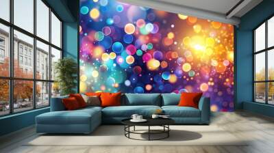 Blurred bokeh background with colorful lights and shapes, perfect for abstract designs and overlays Wall mural