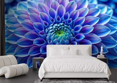 Close up of vibrant indigo dahlia flower in macro detail Wall mural