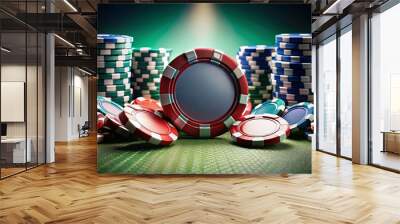 Concept for gambling and gaming sites with poker chips Wall mural