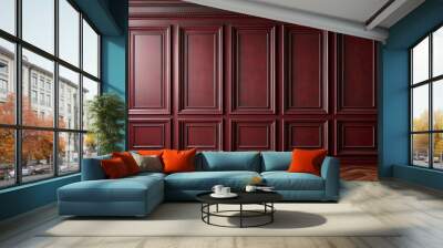 Empty dark red luxury interior with classic wall molding panels Wall mural