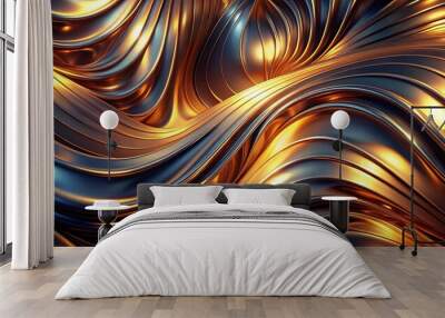 Fluid metallic texture background with a mesmerizing and futuristic design Wall mural