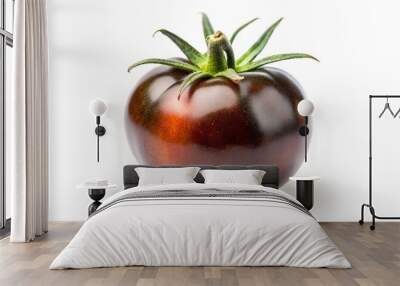 Small black tomato, with unique coloring and shape, isolated on a white background Wall mural