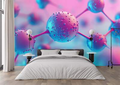 3d collagen Molecule in a Pastel color Background. Creative abstract backdrop for cosmetic treatments and products Wall mural