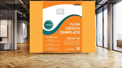 orange color flyer template design Wall mural