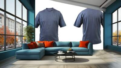 Blue gray t-shirt front and back view. Wall mural