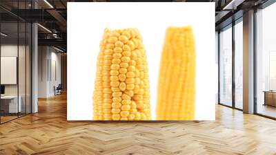 Boiled corns on a white background. Wall mural