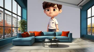 a boy in a trouble people feelings expression concept 3d cartoon style Wall mural