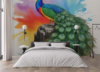 peacock with feathers Wall mural