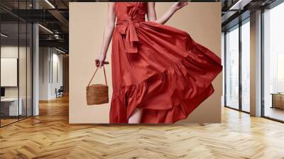 pretty beautiful sexy elegance woman skin tan body fashion model glamor pose wear trend dress casual Wall mural