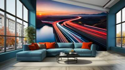 abstract long exposure dynamic speed light trails background Wall mural