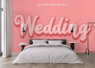 wedding editable text effect.editable 3d cartoon text style effect. Wall mural