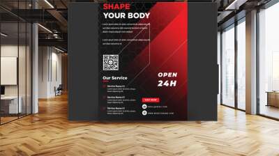 Modern gym fitness flyer template Wall mural