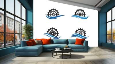 Water mill logo vector icon concept illustration design  Wall mural