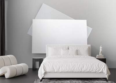 White greeting card and silver envelope on gray background to place your design.  Wall mural