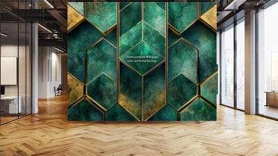 Luxurious green wallpaper highlighted by delicate touches of bright gold Background Wall mural