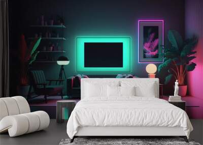 Luxury modern neon decor living room interior design Wall mural