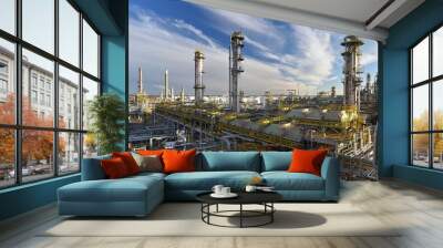 pipeline,storage tanks and buildings of a refinery - industrial plant for fuel production Wall mural