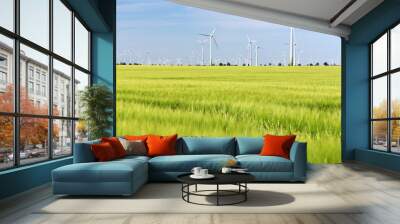 renewable energies - power generation with wind turbines in a wind farm Wall mural